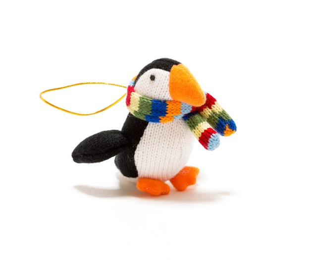 Puffin hanging decoration with scarf